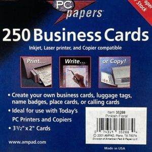 5/$25 Ampad 250  Blank Business Cards